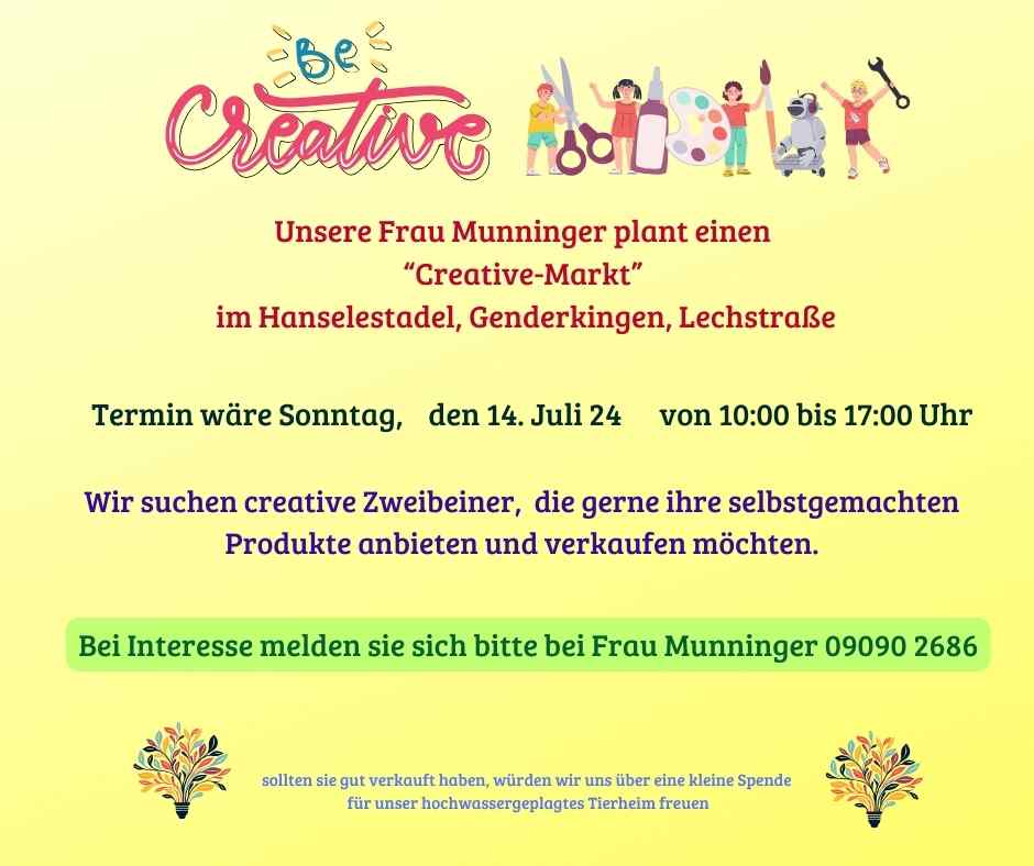Kreativmarkt am 14. Juli 2024